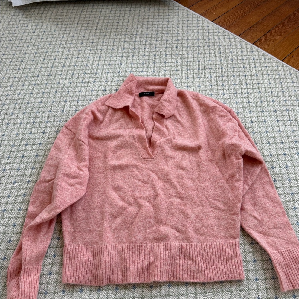 J. Crew Pink Collared Pullover Sweater
